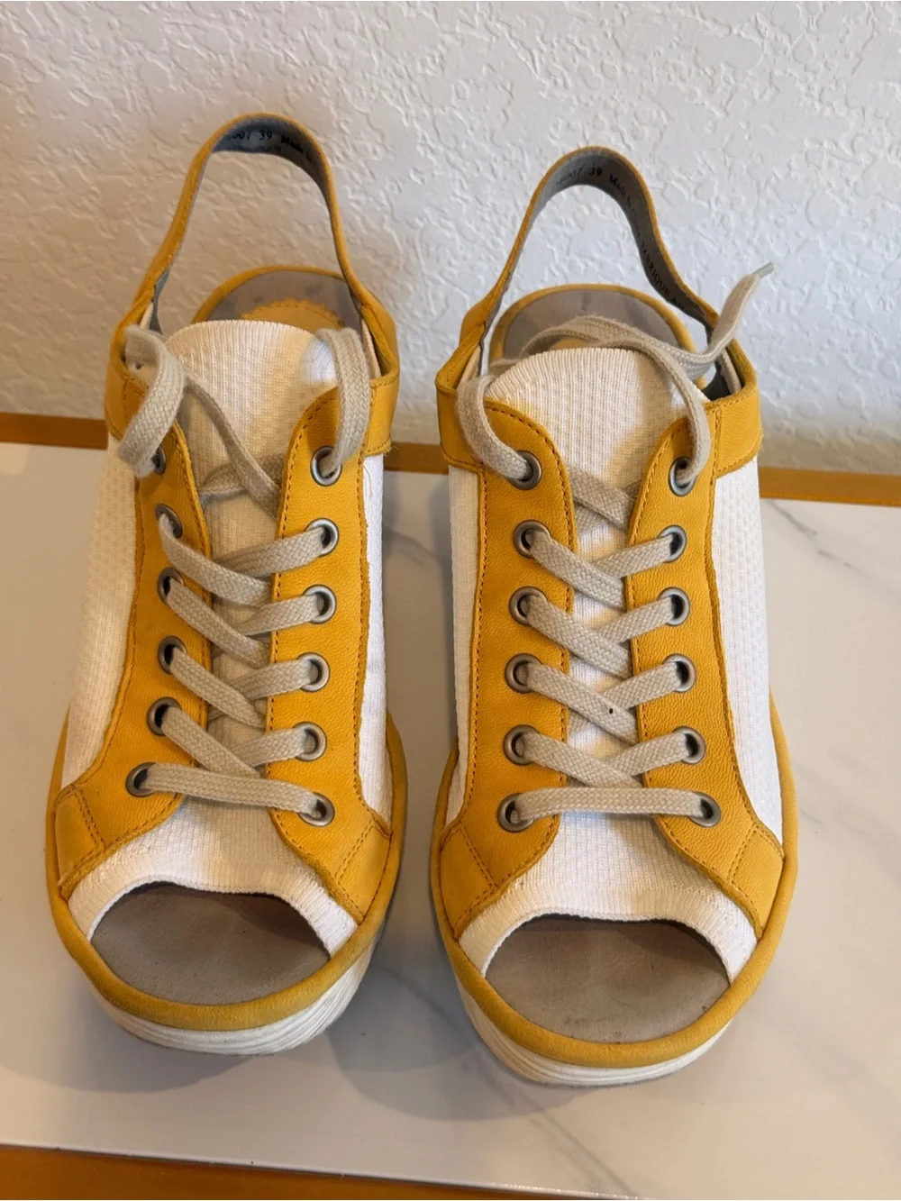Fly London Yellow and White Platform Slingback Sneakers